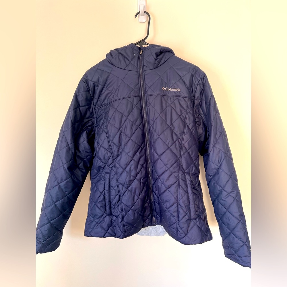 COLUMBIA SPORTSWEAR Copper Crest Quilted Hooded Jacket Coat Blue Women's Size XL